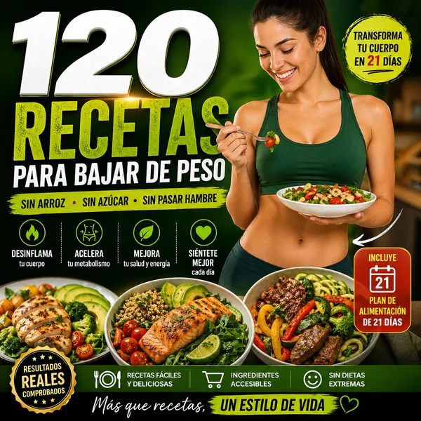 Portada 120 Recetas para bajar de peso y desinflamar